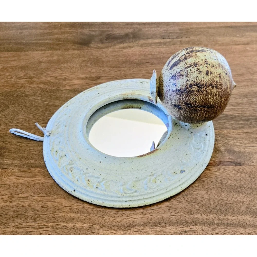 VTG Ceramic Border/Oil Lamp/Bud Vase Hanging Mirror Round